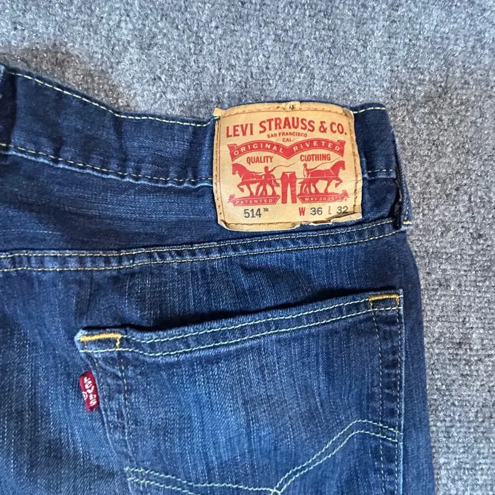 Levis Strauss 514 Dark Blue Regular Straight Leg Fit Jeans W36‎ L32